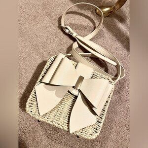White Wicker Straw Basket Crossbody Purse, Like Dreams